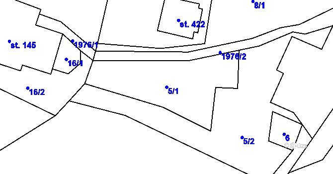 Parcela st. 5/1 v KÚ Cotkytle, Katastrální mapa