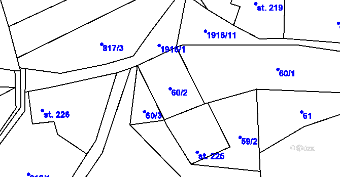 Parcela st. 60/2 v KÚ Cotkytle, Katastrální mapa