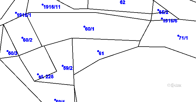 Parcela st. 61 v KÚ Cotkytle, Katastrální mapa