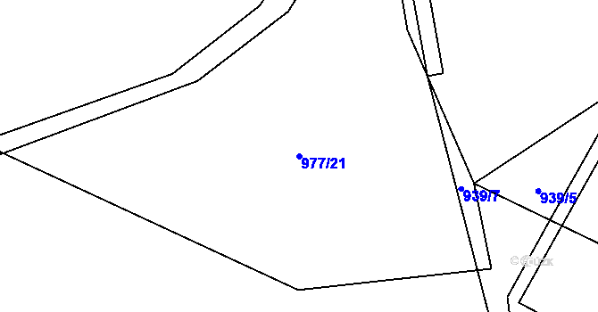Parcela st. 977/21 v KÚ Cotkytle, Katastrální mapa