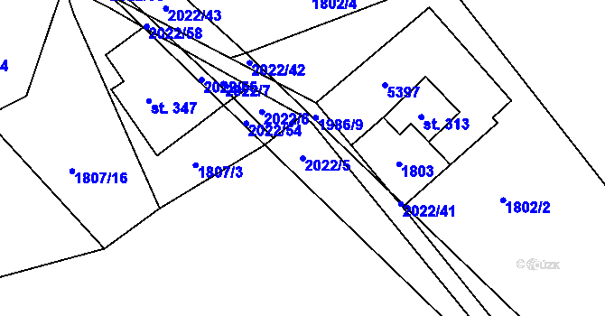 Parcela st. 2022/5 v KÚ Cotkytle, Katastrální mapa
