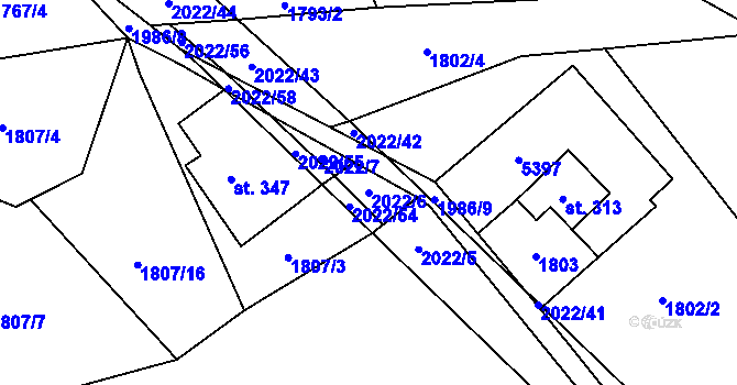 Parcela st. 2022/6 v KÚ Cotkytle, Katastrální mapa