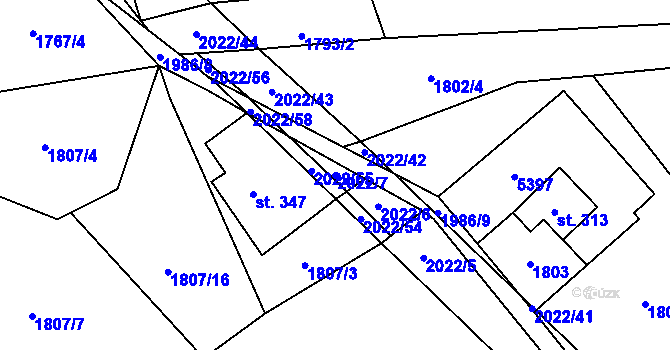 Parcela st. 2022/7 v KÚ Cotkytle, Katastrální mapa
