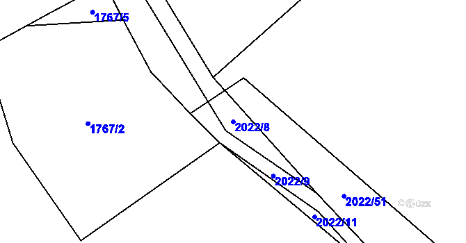 Parcela st. 2022/8 v KÚ Cotkytle, Katastrální mapa