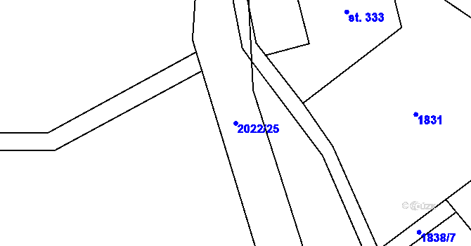 Parcela st. 2022/25 v KÚ Cotkytle, Katastrální mapa
