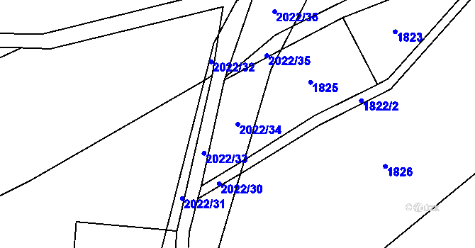 Parcela st. 2022/34 v KÚ Cotkytle, Katastrální mapa