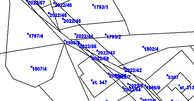 Parcela st. 2022/43 v KÚ Cotkytle, Katastrální mapa