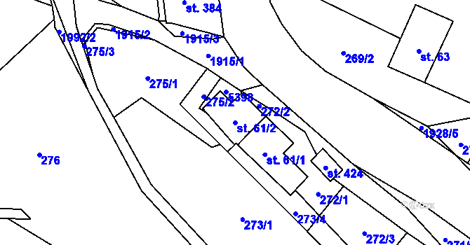 Parcela st. 61/2 v KÚ Cotkytle, Katastrální mapa