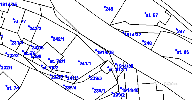 Parcela st. 1914/38 v KÚ Cotkytle, Katastrální mapa