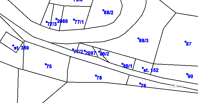 Parcela st. 89/2 v KÚ Cotkytle, Katastrální mapa