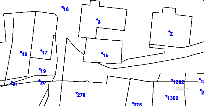Parcela st. 15 v KÚ Crhov u Olešnice, Katastrální mapa