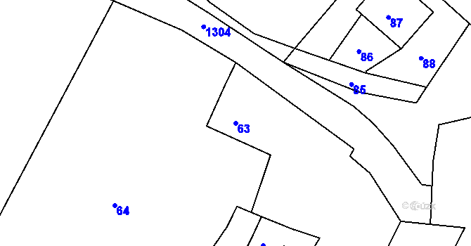 Parcela st. 63 v KÚ Crhov u Olešnice, Katastrální mapa