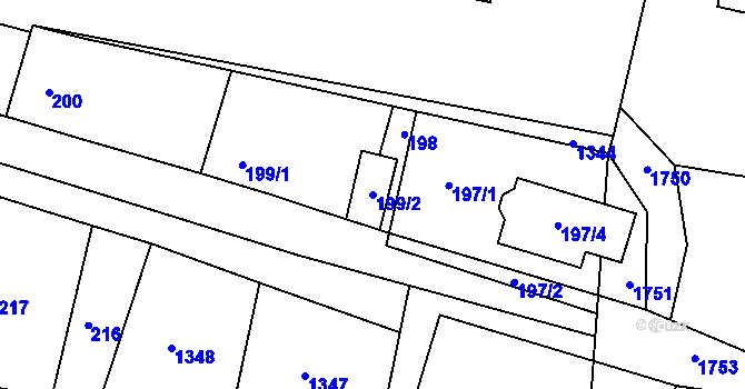Parcela st. 199/2 v KÚ Crhov u Olešnice, Katastrální mapa