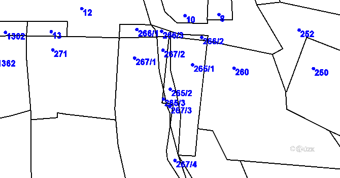 Parcela st. 265/2 v KÚ Crhov u Olešnice, Katastrální mapa