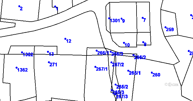 Parcela st. 266/1 v KÚ Crhov u Olešnice, Katastrální mapa