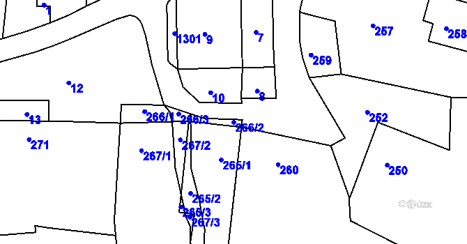 Parcela st. 266/2 v KÚ Crhov u Olešnice, Katastrální mapa