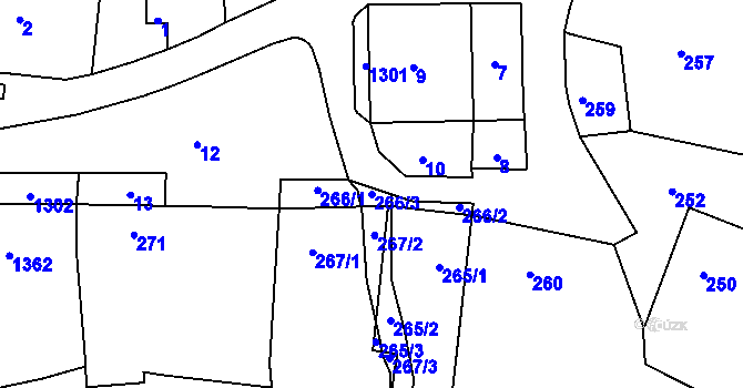 Parcela st. 266/3 v KÚ Crhov u Olešnice, Katastrální mapa