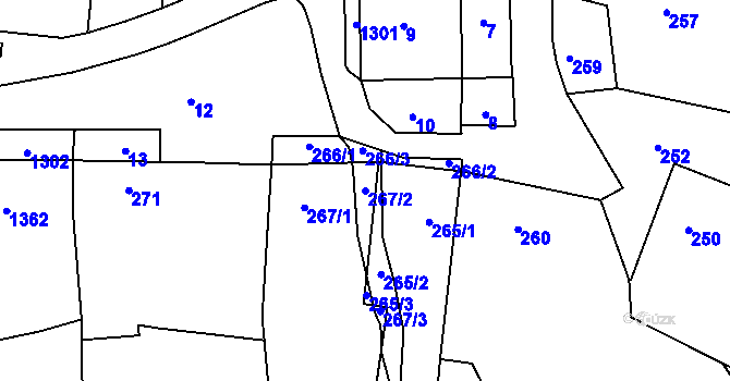 Parcela st. 267/2 v KÚ Crhov u Olešnice, Katastrální mapa