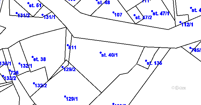 Parcela st. 40/1 v KÚ Crhov, Katastrální mapa