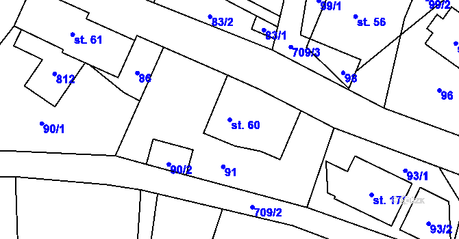 Parcela st. 60 v KÚ Crhov, Katastrální mapa