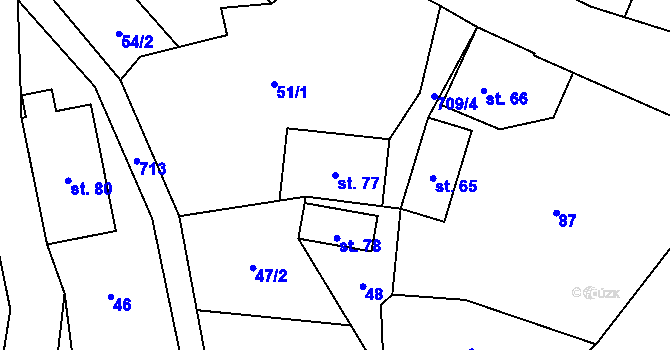 Parcela st. 77 v KÚ Crhov, Katastrální mapa