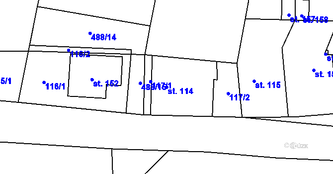 Parcela st. 114 v KÚ Crhov, Katastrální mapa