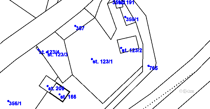 Parcela st. 123 v KÚ Crhov, Katastrální mapa