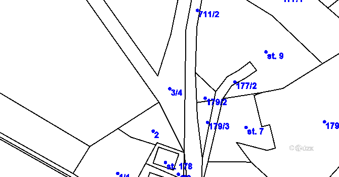 Parcela st. 3/4 v KÚ Crhov, Katastrální mapa