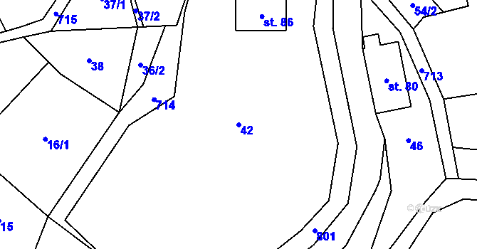 Parcela st. 42 v KÚ Crhov, Katastrální mapa