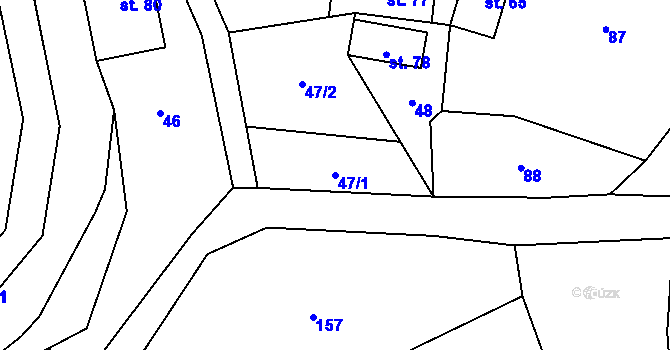 Parcela st. 47/1 v KÚ Crhov, Katastrální mapa