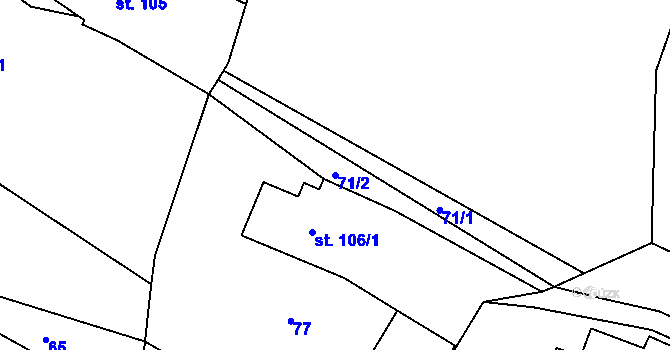 Parcela st. 71/2 v KÚ Crhov, Katastrální mapa