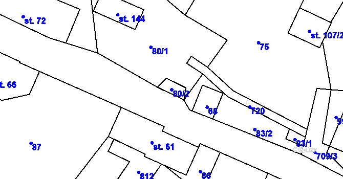 Parcela st. 80/2 v KÚ Crhov, Katastrální mapa