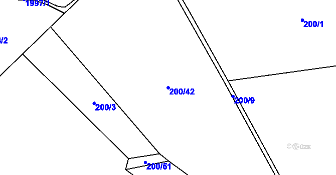 Parcela st. 200/42 v KÚ Crhov, Katastrální mapa