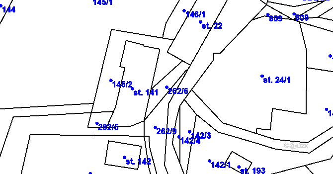 Parcela st. 262/6 v KÚ Crhov, Katastrální mapa