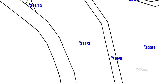 Parcela st. 311/3 v KÚ Crhov, Katastrální mapa