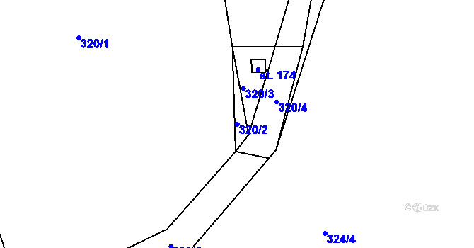 Parcela st. 320/2 v KÚ Crhov, Katastrální mapa