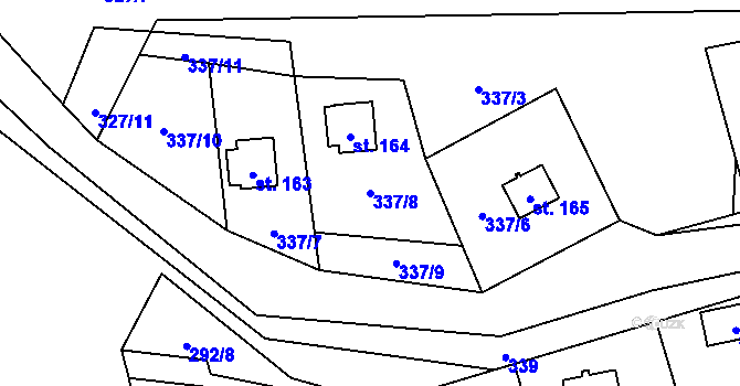 Parcela st. 337/8 v KÚ Crhov, Katastrální mapa