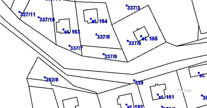 Parcela st. 337/9 v KÚ Crhov, Katastrální mapa