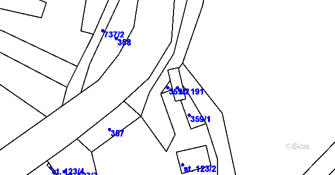 Parcela st. 359/2 v KÚ Crhov, Katastrální mapa