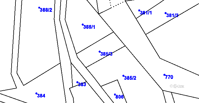 Parcela st. 385/3 v KÚ Crhov, Katastrální mapa
