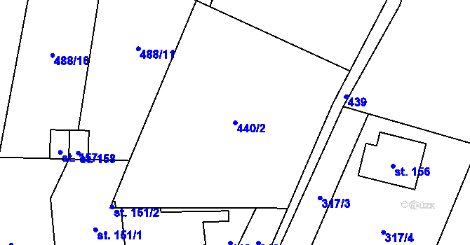 Parcela st. 440/2 v KÚ Crhov, Katastrální mapa