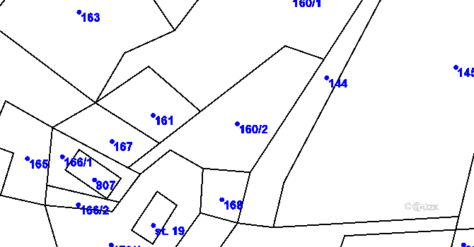 Parcela st. 160/2 v KÚ Crhov, Katastrální mapa