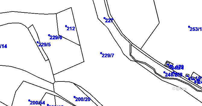 Parcela st. 229/7 v KÚ Crhov, Katastrální mapa