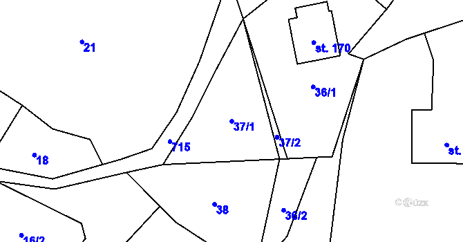 Parcela st. 37/1 v KÚ Crhov, Katastrální mapa