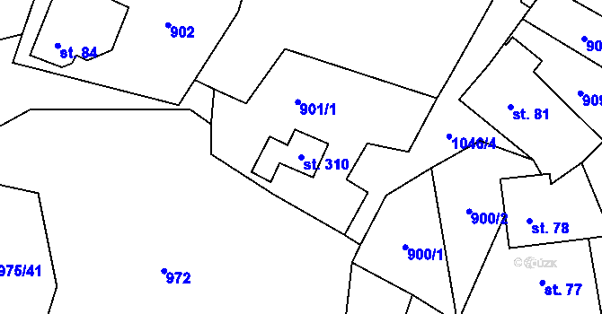 Parcela st. 310 v KÚ Ctětín, Katastrální mapa
