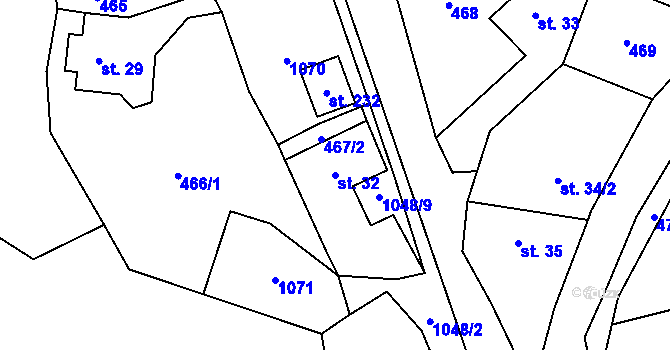 Parcela st. 32 v KÚ Ctětín, Katastrální mapa