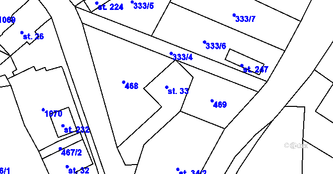 Parcela st. 33 v KÚ Ctětín, Katastrální mapa
