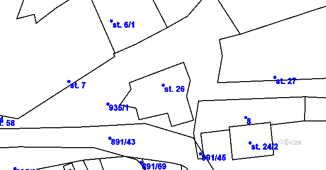 Parcela st. 26 v KÚ Ctiboř, Katastrální mapa