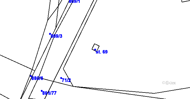 Parcela st. 69 v KÚ Ctiboř, Katastrální mapa
