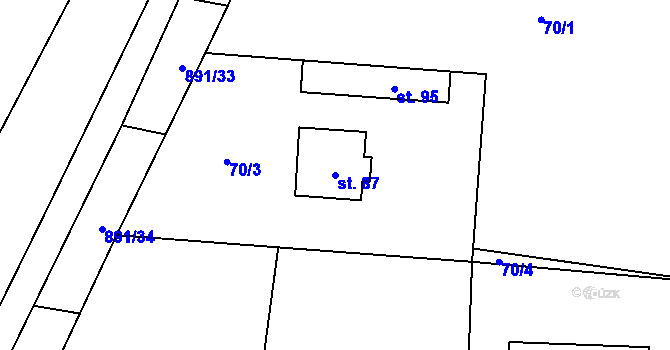 Parcela st. 87 v KÚ Ctiboř, Katastrální mapa